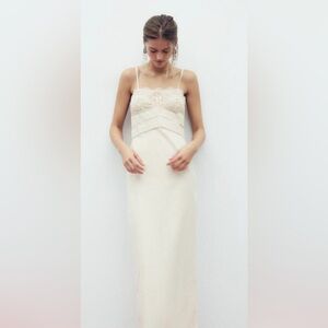 Zara Lace Midi Dress with Bow NWT Small